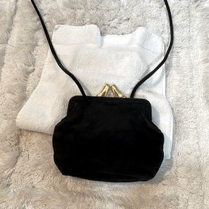 Suede, black cocktail purse.